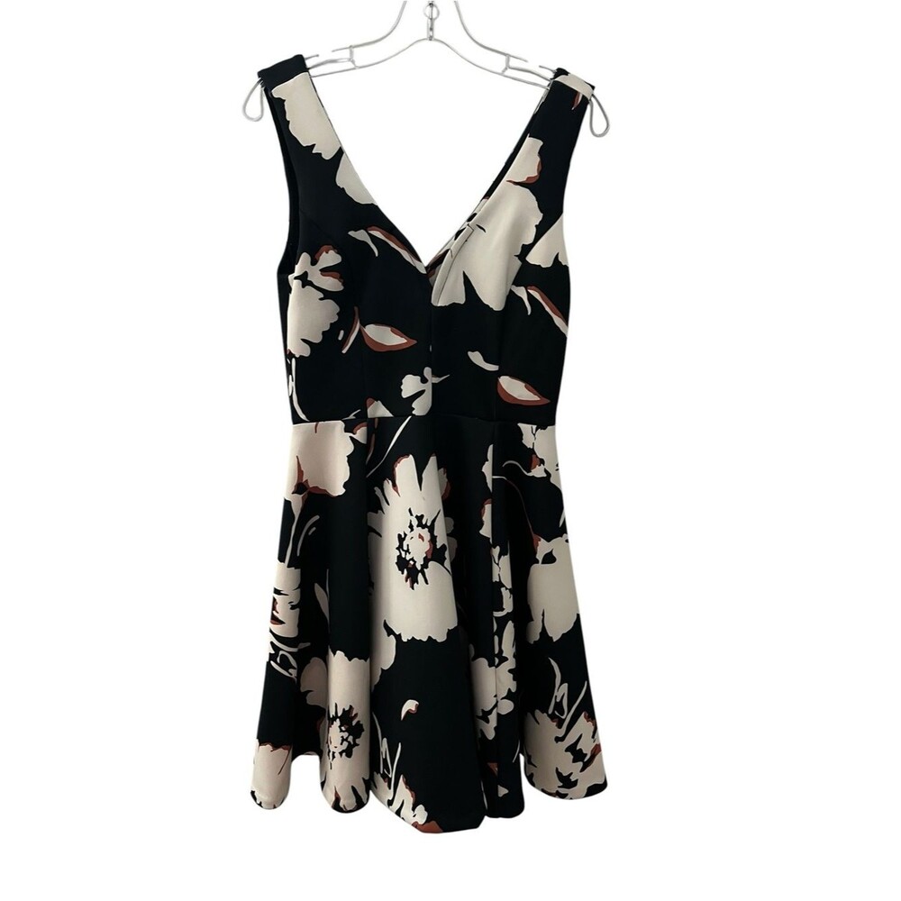 Anthropologie Maeve Amory Scuba Fit & Flare Dress Black Floral Sleeveless NWT